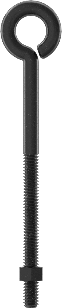 Somunlu Yönlendirme Göz Cıvatası - Kaldırma Amaçlı Değildir, Kıvrımlı Kapalı Gözlü Siyah Oksit, 1/4"-20 Diş, 4" Şaft