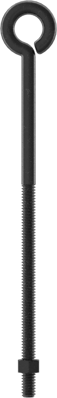 Somunlu Yönlendirme Göz Cıvatası - Kaldırma Amaçlı Değildir, Kıvrımlı Kapalı Gözlü Siyah Oksit, 1/4"-20 Diş, 6" Şaft