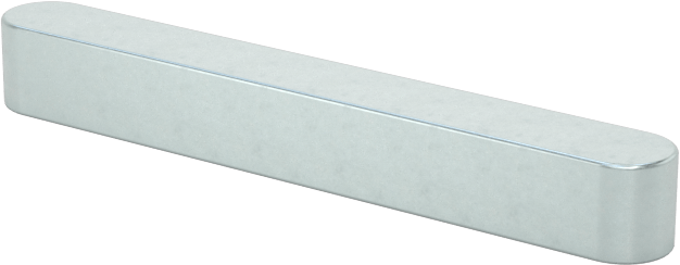 Yuvarlak Makine Anahtarı, Çinko Kaplı Çelik, 1/8" x 1/8", 1" Uzunluk, Büyük Boy
