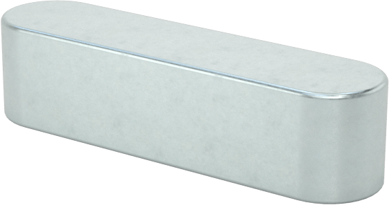 Yuvarlak Makine Anahtarı, Çinko Kaplı Çelik, 1/8" x 1/8", 1/2" Uzunluk, Büyük Boy