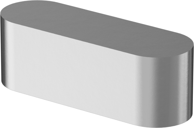 Yuvarlak Makine Anahtarı, Çinko Kaplı Çelik, 1/4" x 1/4", 3/4" Uzunluk, Küçük Boyutlu