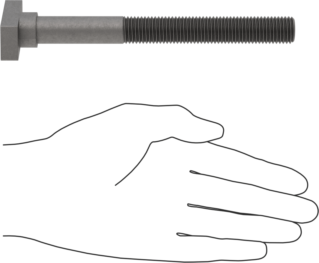 Damla Tipi T-Yuvası Cıvatası, Çelik, 18 mm Genişlikte Yuvalar için, 160 mm Uzunluk