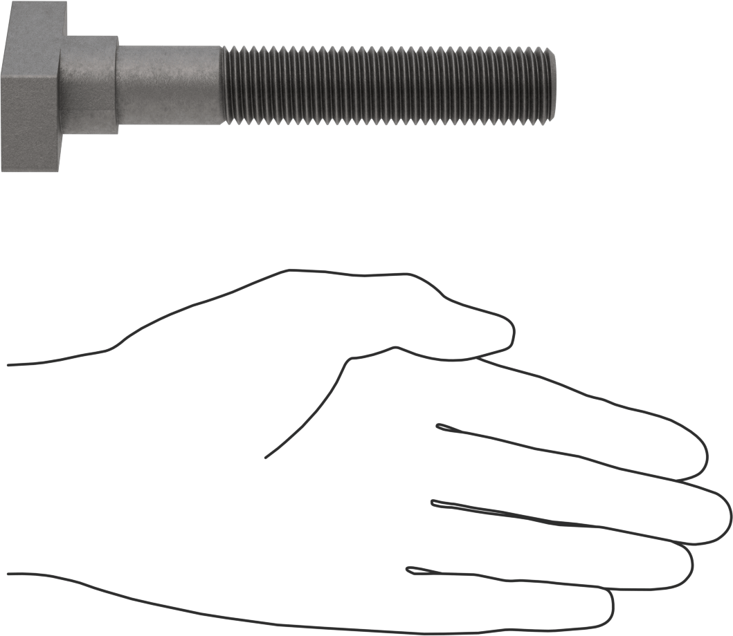 Damla Tipi T-Yuvası Cıvatası, Çelik, 22 mm Genişlikte Yuvalar için, 125 mm Uzunluk