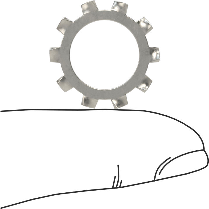 18-8 Paslanmaz Çelik Dış Dişli Kilit Pulları, M12 Vida Boyutu için, 13.0 mm ID, 20.5 mm OD, DIN 6797