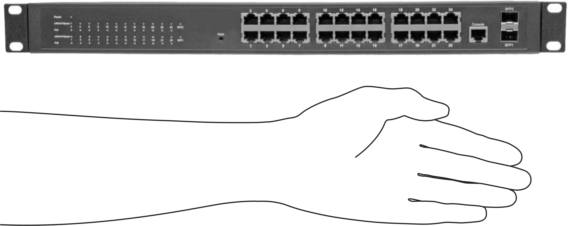 Cihaz Öncelikli Raf Montajlı Ethernet Anahtarı, Ethernet Üzerinden Güç ile, 24 Soket
