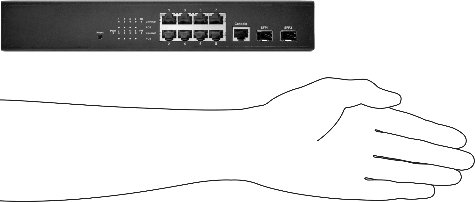 Cihaz Öncelikli Raf Montajlı Ethernet Anahtarı, Ethernet Üzerinden Güç ile, 8 Soket