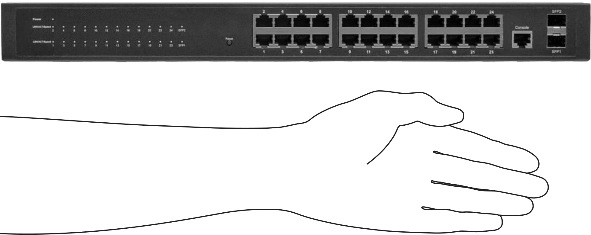 Cihaz Öncelikli Raf Montajlı Ethernet Anahtarı, 24 Soket