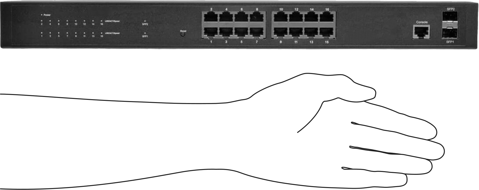 Cihaz Öncelikli Raf Montajlı Ethernet Anahtarı, 16 Soket