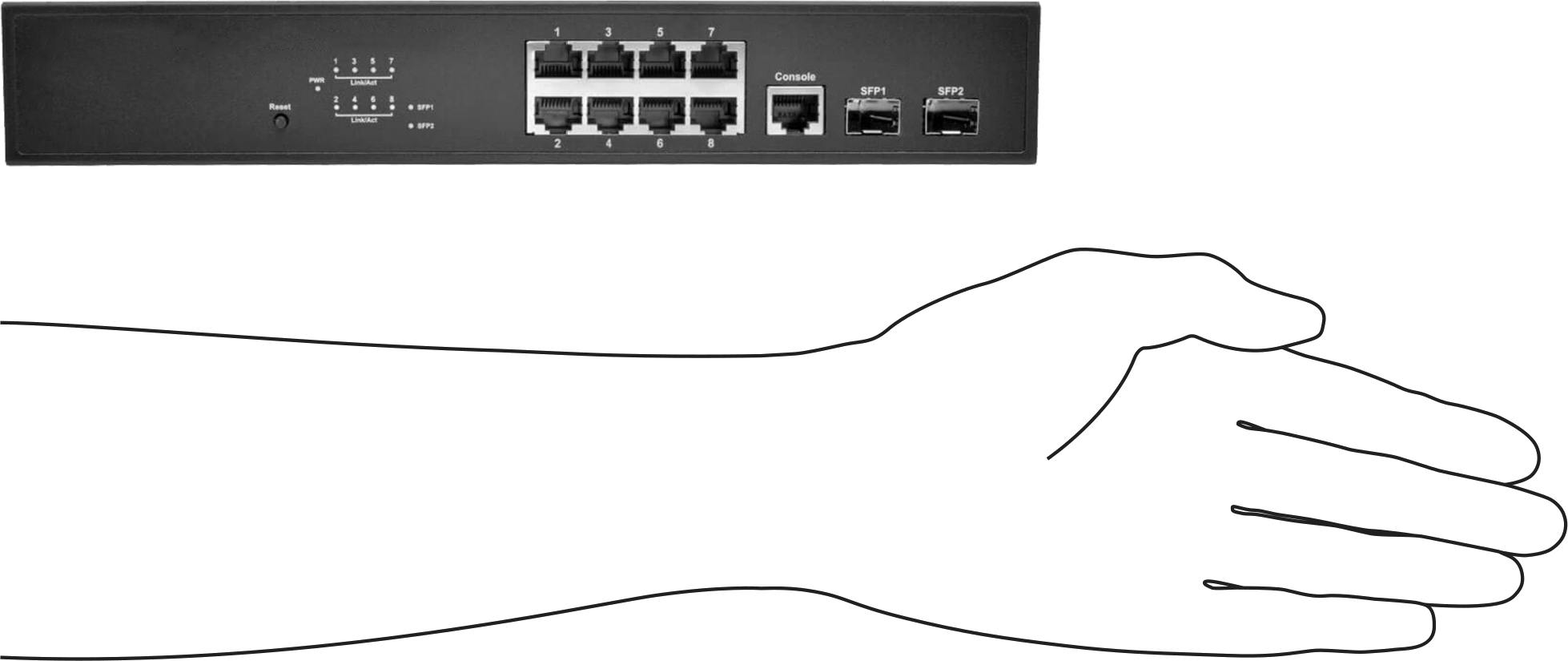 Cihaz Öncelikli Raf Montajlı Ethernet Anahtarı, 8 Soket