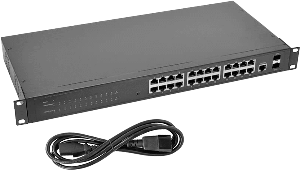 Cihaz Öncelikli Raf Montajlı Ethernet Anahtarı, 24 Soket