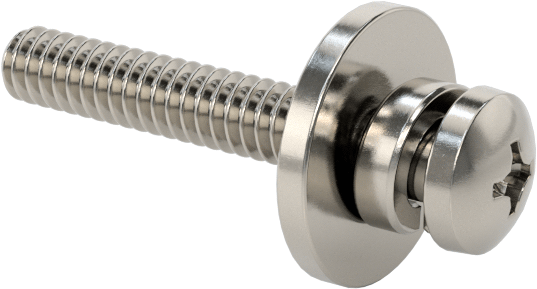 Düz ve Yarıklı Kilit Pullu Silindir Başlı Vidalar, 4-40 Diş, 3/4" Uzunluk