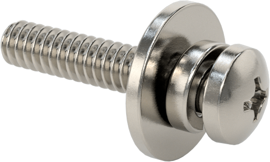 Düz ve Yarıklı Kilit Pullu Silindir Başlı Vidalar, 6-32 Diş, 3/4" Uzunluk