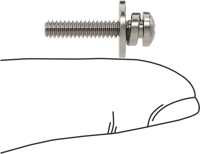 Düz ve Yarıklı Kilit Pullu Silindir Başlı Vidalar, 6-32 Diş, 3/4" Uzunluk