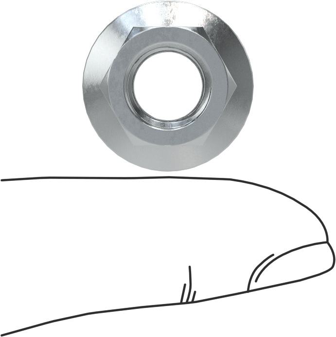 Yüksek Mukavemetli Çelik JIS Flanş Somunu, Çinko Kaplamalı, M10 x 1,25 mm Diş Boyutu