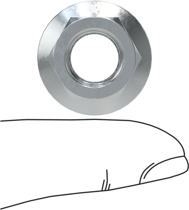 Yüksek Mukavemetli Çelik JIS Flanş Somunu, Çinko Kaplamalı, M12 x 1,25 mm Diş Boyutu