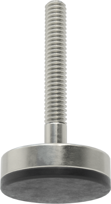 Neopren Yastıklı 303 Paslanmaz Çelik Sert Seviyeleme Montaj Parçası, 1-1/2“ Uzunlukta 1/4”-20 Dişli Saplama, 1-3/16" Taban Çapı