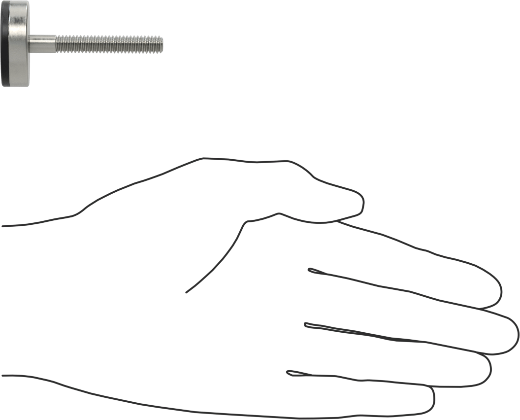 Neopren Yastıklı 303 Paslanmaz Çelik Sert Seviyeleme Montaj Parçası, 1-1/2“ Uzunlukta 1/4”-20 Dişli Saplama, 1-3/16" Taban Çapı