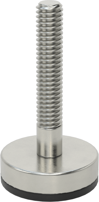 Neopren Yastıklı 303 Paslanmaz Çelik Sert Seviyeleme Montaj Parçası, 1-1/2“ Uzunluk 5/16”-18 Dişli Saplama, 1-3/16" Taban Çapı