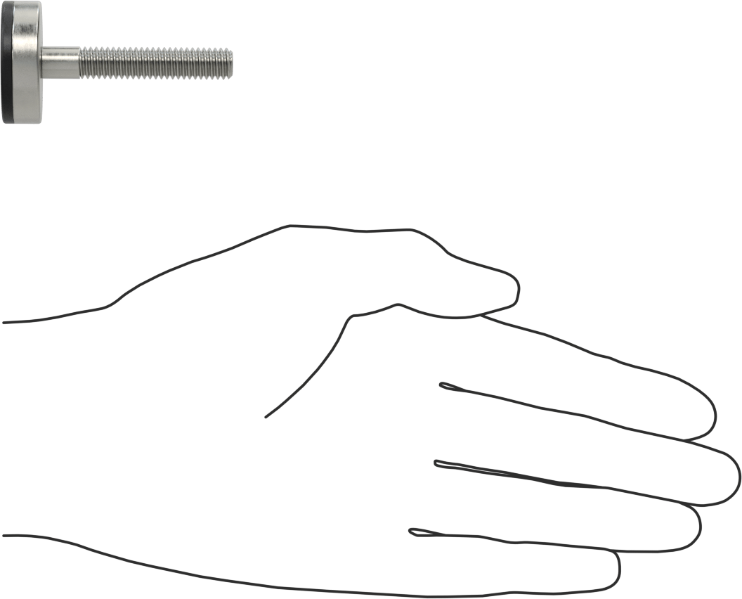 Neopren Yastıklı 303 Paslanmaz Çelik Sert Seviyeleme Montaj Parçası, 1-1/2“ Uzunluk 5/16”-18 Dişli Saplama, 1-3/16" Taban Çapı