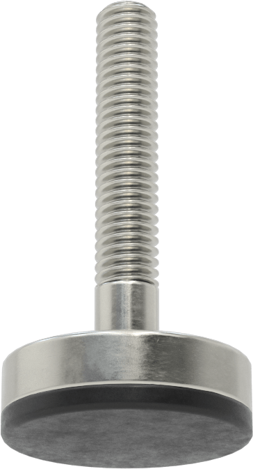 Neopren Yastıklı 303 Paslanmaz Çelik Sert Seviyeleme Montaj Parçası, 1-1/2“ Uzunluk 5/16”-18 Dişli Saplama, 1-3/16" Taban Çapı