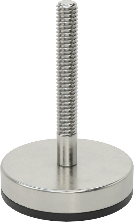 Neopren Yastıklı 303 Paslanmaz Çelik Sert Seviyeleme Montaj Parçası, 2“ Uzunlukta 5/16”-18 Dişli Saplama, 2" Taban Çapı