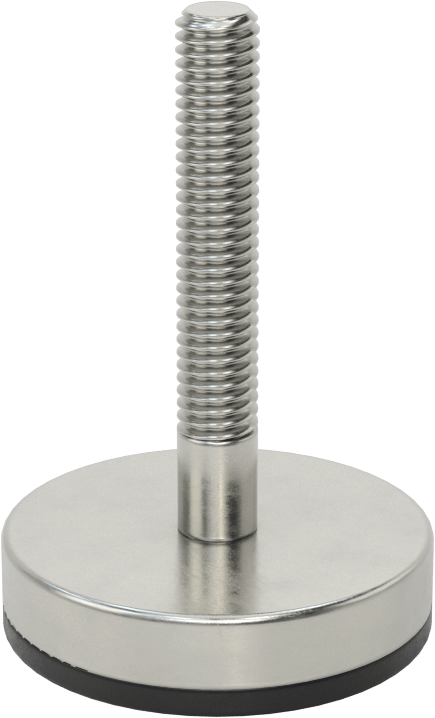 Neopren Yastıklı 303 Paslanmaz Çelik Sert Seviyeleme Montaj Parçası, 2“ Uzunlukta 3/8”-16 Dişli Saplama, 2" Taban Çapı
