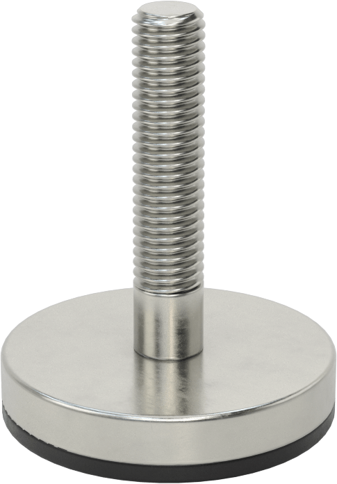 Neopren Yastıklı 303 Paslanmaz Çelik Sert Seviyeleme Montaj Parçası, 2“ Uzunlukta 1/2”-13 Dişli Saplama, 2-3/8 inç Taban Çapı
