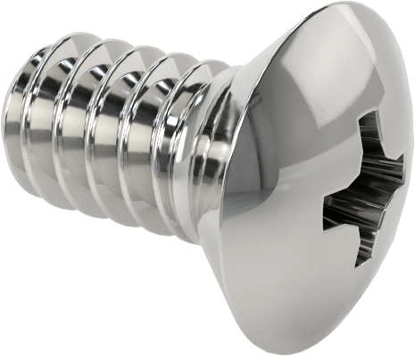 Krom Kaplı 18-8 Paslanmaz Çelik Phillips Oval Başlı Vidalar, 4-40 Diş Boyutu, 1/4" Uzunluk
