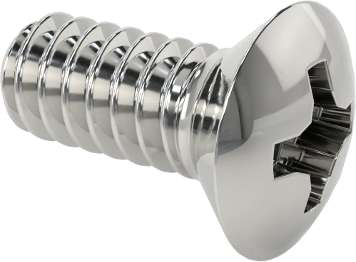 Krom Kaplı 18-8 Paslanmaz Çelik Phillips Oval Başlı Vidalar, 6-32 Diş Boyutu, 3/8" Uzunluk