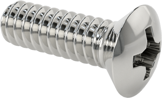 Krom Kaplı 18-8 Paslanmaz Çelik Phillips Oval Başlı Vidalar, 6-32 Diş Boyutu, 1/2" Uzunluk