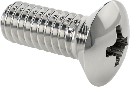 Krom Kaplı 18-8 Paslanmaz Çelik Phillips Oval Başlı Vidalar, 8-32 Diş Boyutu, 1/2" Uzunluk
