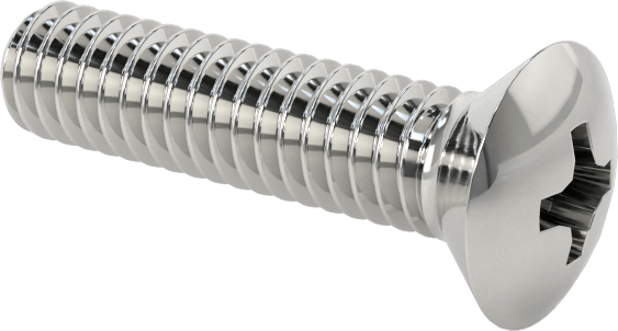 Krom Kaplı 18-8 Paslanmaz Çelik Phillips Oval Başlı Vidalar, 8-32 Diş Boyutu, 3/4" Uzunluk