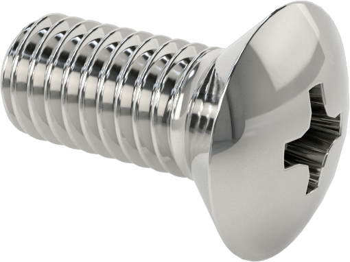 Krom Kaplı 18-8 Paslanmaz Çelik Phillips Oval Başlı Vidalar, 10-32 Diş Boyutu, 1/2" Uzunluk