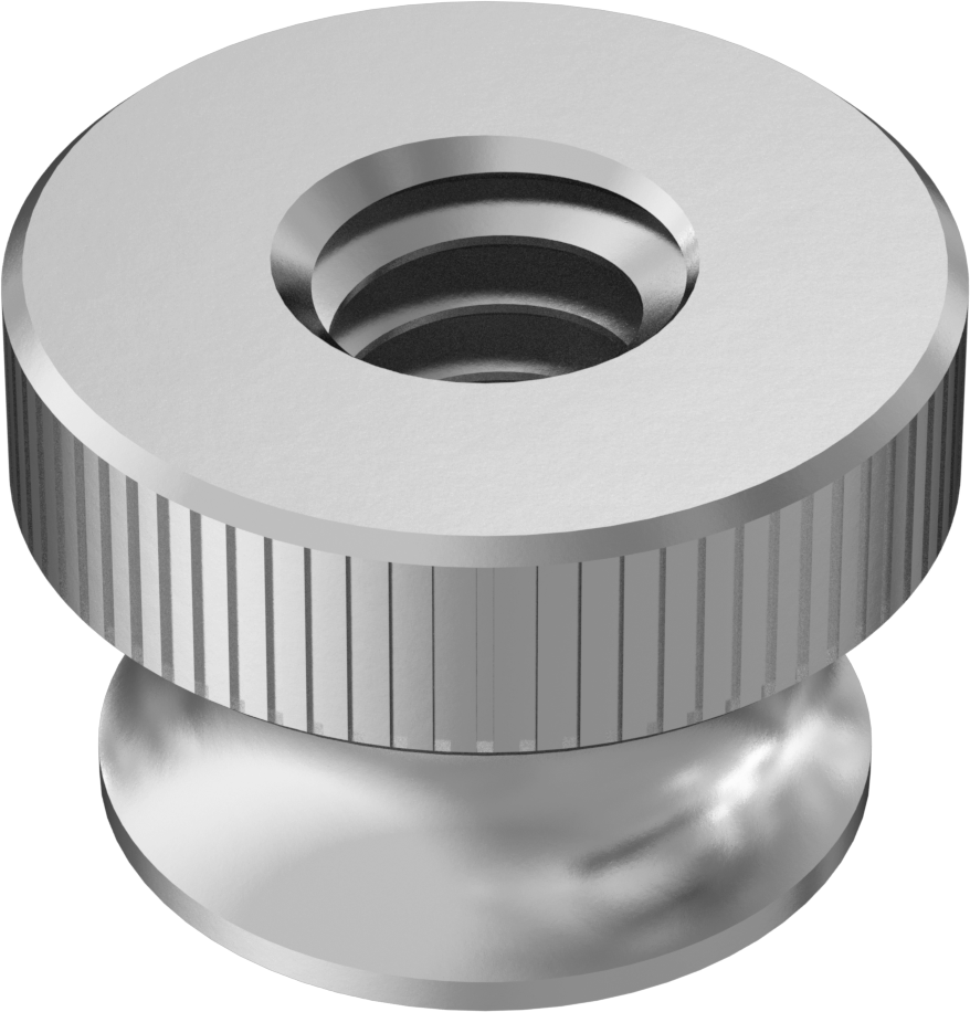 18-8 Paslanmaz Çelik Flanşlı Tırtıllı Başlı Parmak Somunu, Pasifleştirilmiş, 1/4"-20 Diş Boyutu