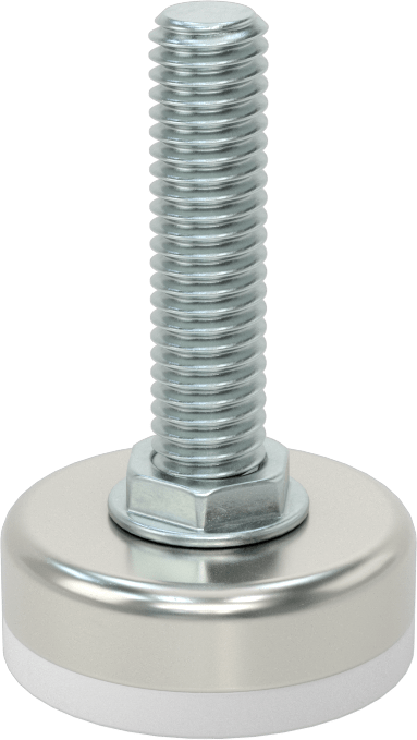 Çinko Kaplı Çelik Saplamalı Sert Tesviye Bağlantı Elemanları, Nikel Kaplama Taban ve Naylon Yastık, 3/8“-16 x 1,5” Uzunlukta Diş