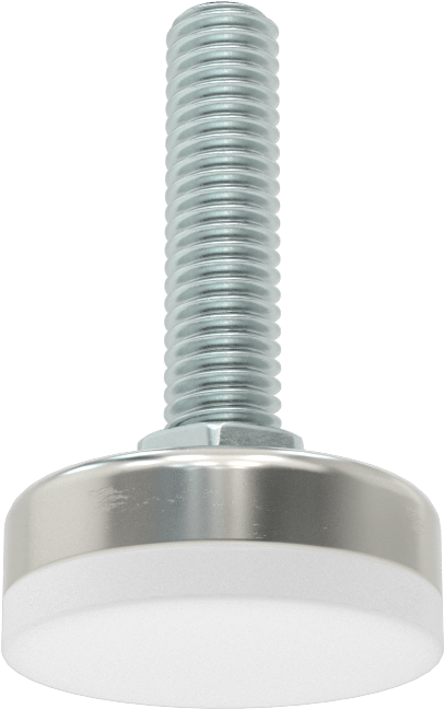 Çinko Kaplı Çelik Saplamalı Sert Tesviye Bağlantı Elemanları, Nikel Kaplama Taban ve Naylon Yastık, 3/8“-16 x 1,5” Uzunlukta Diş