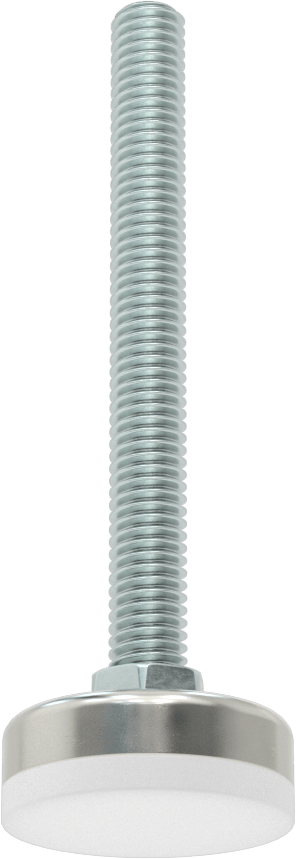 Çinko Kaplı Çelik Saplamalı Sert Tesviye Bağlantı Elemanları, Nikel Kaplama Taban ve Naylon Yastık, 3/8“-16 x 3,5” Uzunlukta Diş