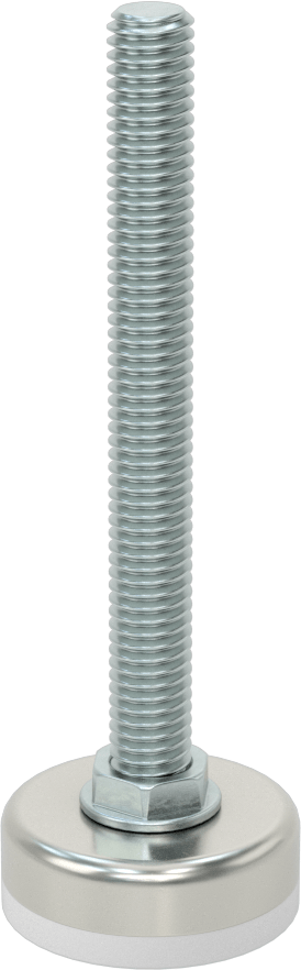 Çinko Kaplı Çelik Saplamalı Sert Tesviye Bağlantı Elemanları, Nikel Kaplama Taban ve Naylon Yastık, 3/8“-16 x 3,5” Uzunlukta Diş