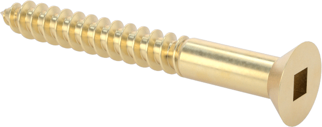 Ahşap için Pirinç Kare Tırnaklı Düz Başlı Vidalar, Numara 6 Boyut, 1-1/4" Uzunluk