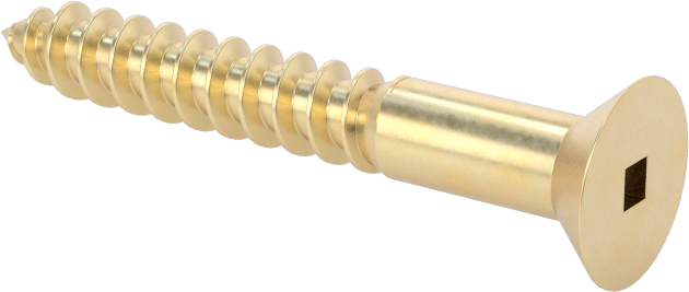 Ahşap için Pirinç Kare Tırnaklı Düz Başlı Vidalar, Numara 8 Boyut, 1-1/4" Uzunluk