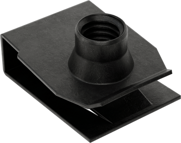 Çelik Güçlü Kavrama Klipsli Namlu Somunları, Siyah Fosfat, M6 x 1mm, 3,4 mm - 6,3 mm kalınlığında panel için