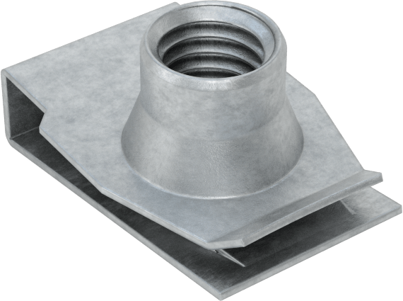 Çelik Güçlü Kavrama Klipsli Namlu Somunları, Çinko Kaplamalı, M8 x 1,25 mm Diş, 14,5 mm Delik Merkezinden Kenara