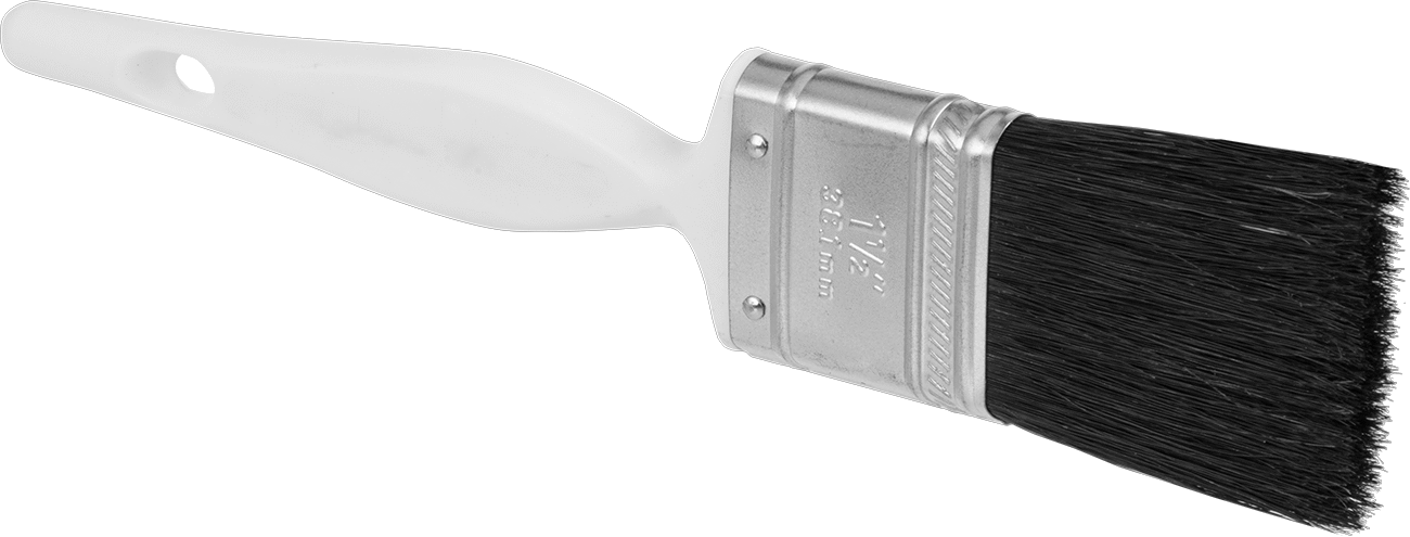 Solvent Bazlı Boya ve Kaplamalar için Düz Fırça, Plastik Saplı Standart, 1-1/2" Genişlikte Kıllar