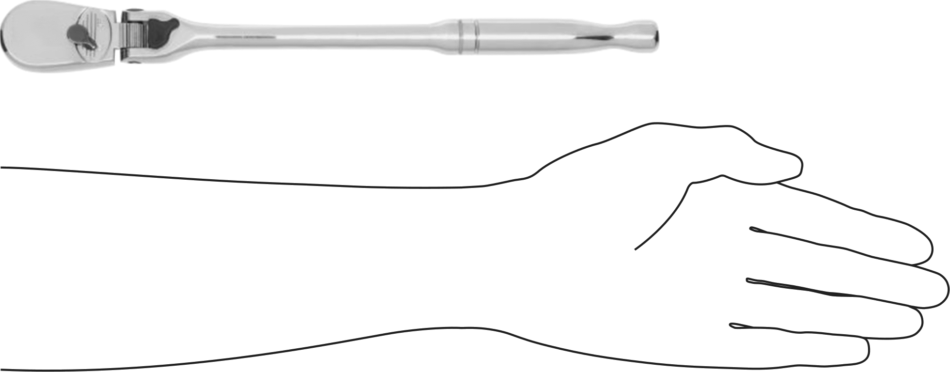 Sızdırmaz Esnek Başlı Cırcır Anahtarı, 3/8" Kare Tahrik, 11-1/2" Toplam Uzunluk