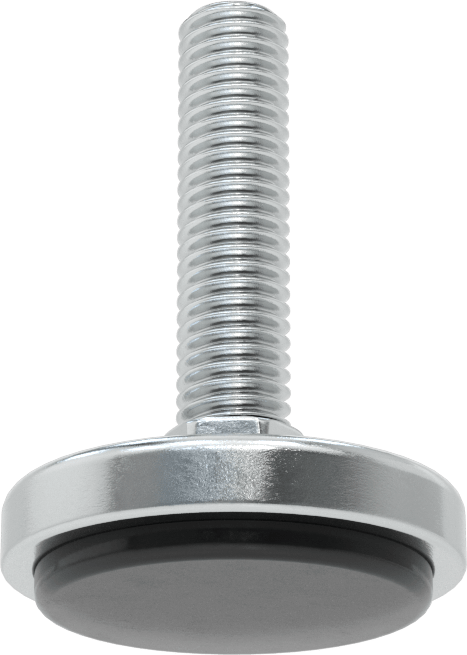 Çinko Kaplı Çelik Sert Seviyeleme Montaj Parçası, Neopren Yastıklı, 1/2"-13 Dişli Saplama, 2" Taban Çapı
