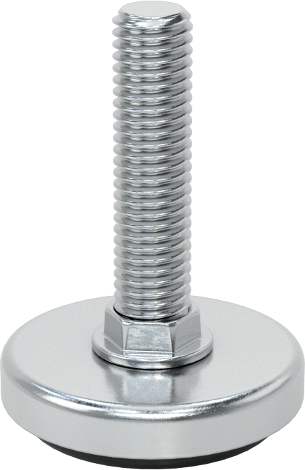Çinko Kaplı Çelik Sert Seviyeleme Montaj Parçası, Neopren Yastıklı, 1/2"-13 Dişli Saplama, 2" Taban Çapı