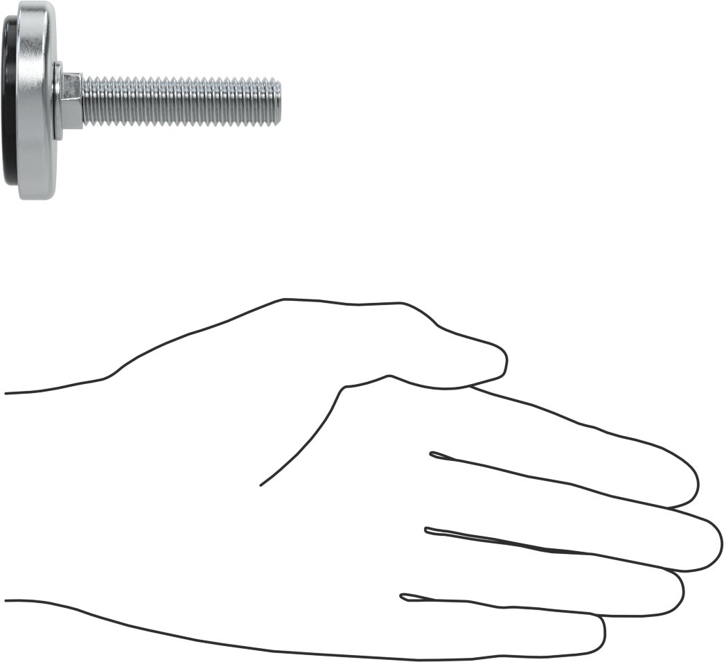 Çinko Kaplı Çelik Sert Seviyeleme Montaj Parçası, Neopren Yastıklı, 1/2"-13 Dişli Saplama, 2" Taban Çapı