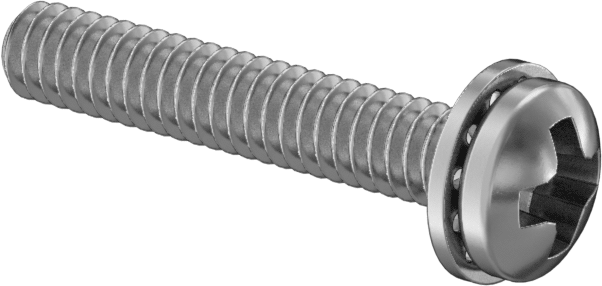 18-8 Paslanmaz Çelik Silindir Başlı Vida, İç Dişli Kilit Pul ile, 2-56 Diş Boyutu, 1/2" Uzunluk