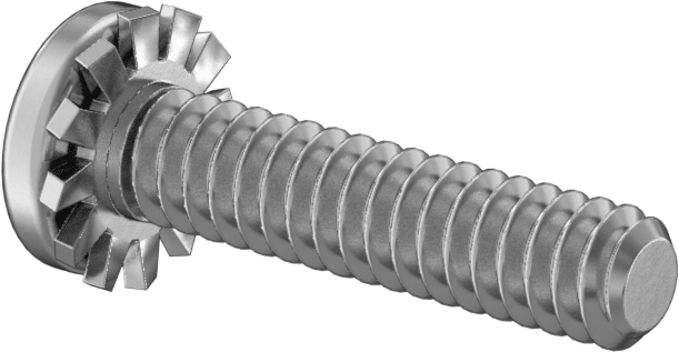 18-8 Paslanmaz Çelik Silindir Başlı Vida, Dış Dişli Kilit Pul ile, 4-40 Diş Boyutu, 1/2" Uzunluk