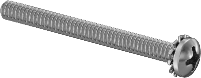 18-8 Paslanmaz Çelik Silindir Başlı Vida, Dış Dişli Kilit Pul ile, 6-32 Diş Boyutu, 1-1/2" Uzunluk